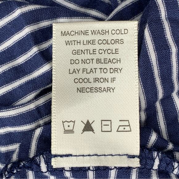 Max Studio Striped Long Sleeve Dress Blue and White Pullover Keyhole - Picture 10 of 10